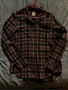 Vans Men's Plaid Button-Up Shirt - Green and Maroon
